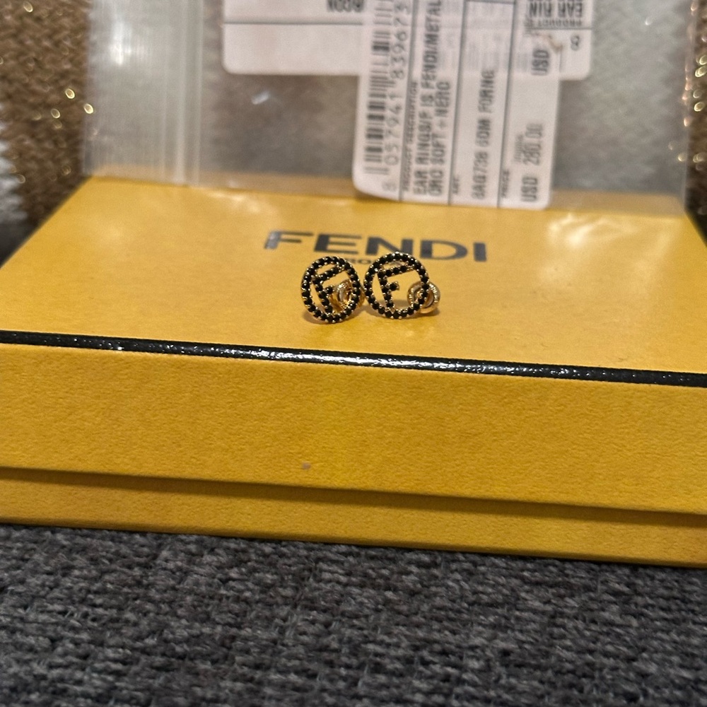 Fendi Gold and Black Statement Earrings